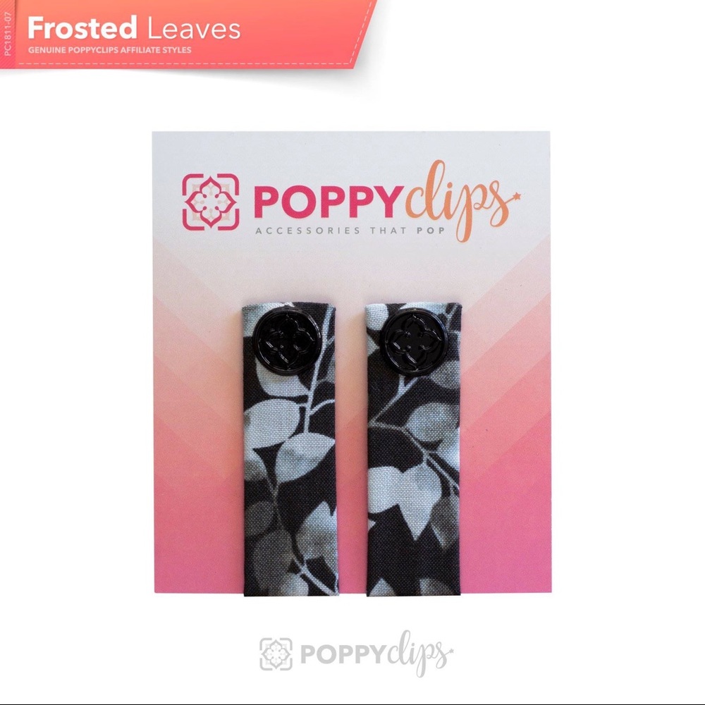 Frosted Leaves Floral Poppy Clips